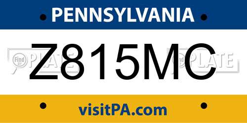 Z815MC Pennsylvania License Plate