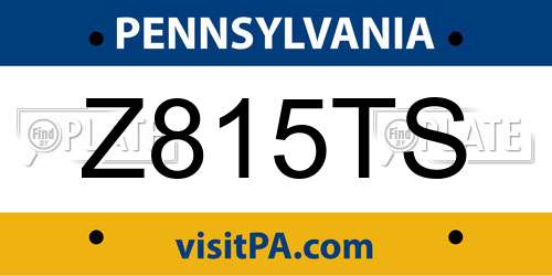 Z815TS Pennsylvania License Plate
