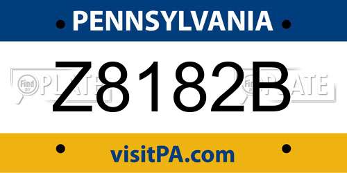 Z8182B Pennsylvania License Plate