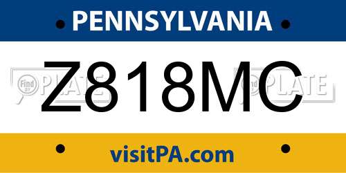 Z818MC Pennsylvania License Plate