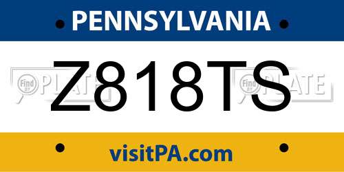 Z818TS Pennsylvania License Plate