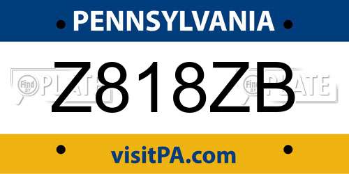 Z818ZB Pennsylvania License Plate