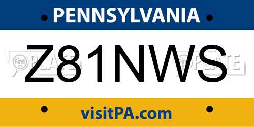 Z81NWS Pennsylvania License Plate