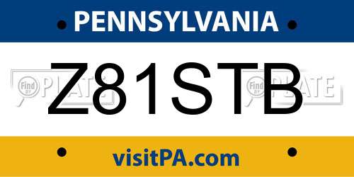 Z81STB Pennsylvania License Plate