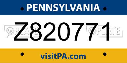 Z820771 Pennsylvania License Plate