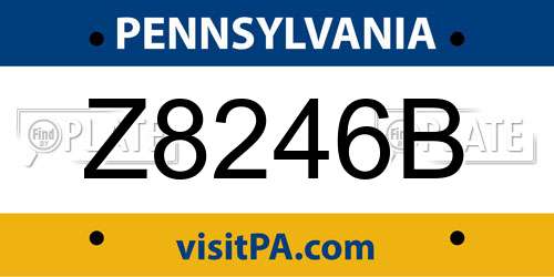 Z8246B Pennsylvania License Plate