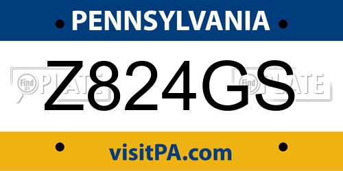 Z824GS Pennsylvania License Plate