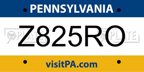 Z825RO Pennsylvania License Plate