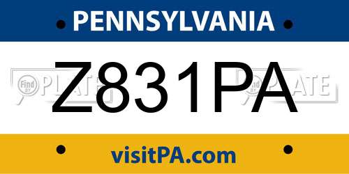 Z831PA Pennsylvania License Plate