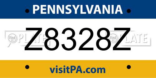 Z8328Z Pennsylvania License Plate