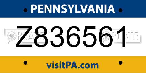 Z836561 Pennsylvania License Plate