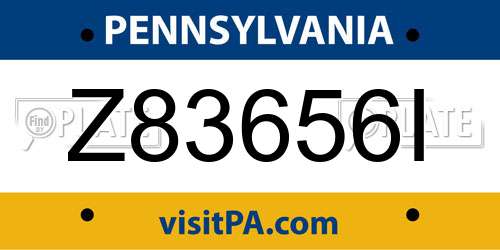 Z83656I Pennsylvania License Plate