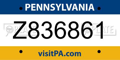 Z836861 Pennsylvania License Plate