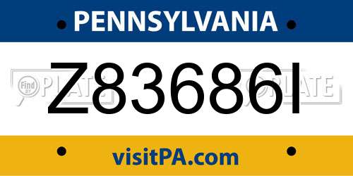 Z83686I Pennsylvania License Plate