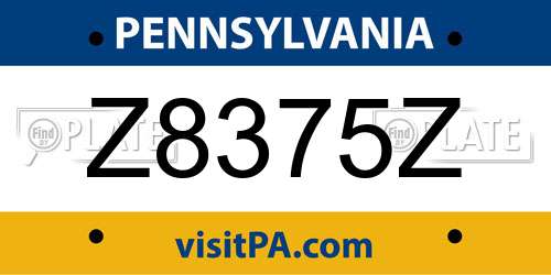 Z8375Z Pennsylvania License Plate