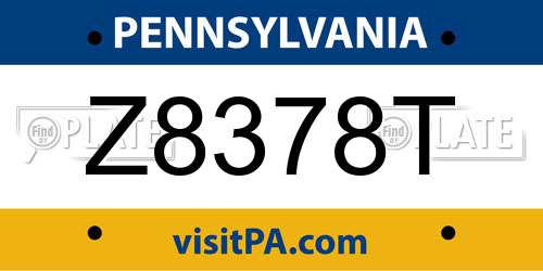 Z8378T Pennsylvania License Plate