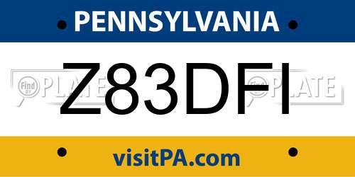 Z83DFI Pennsylvania License Plate