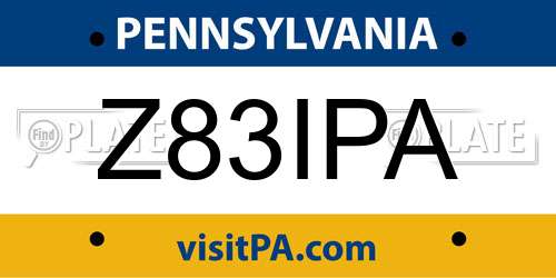 Z83IPA Pennsylvania License Plate