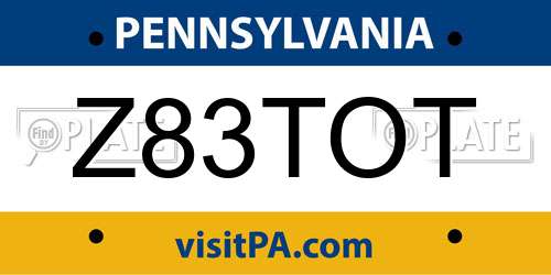 Z83TOT Pennsylvania License Plate