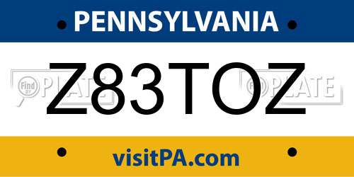 Z83TOZ Pennsylvania License Plate