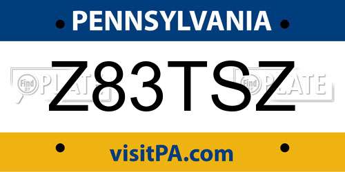 Z83TSZ Pennsylvania License Plate