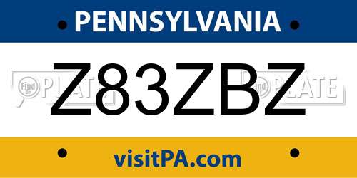 Z83ZBZ Pennsylvania License Plate