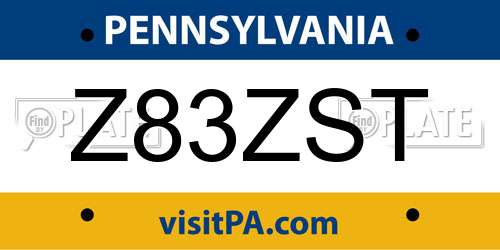 Z83ZST Pennsylvania License Plate