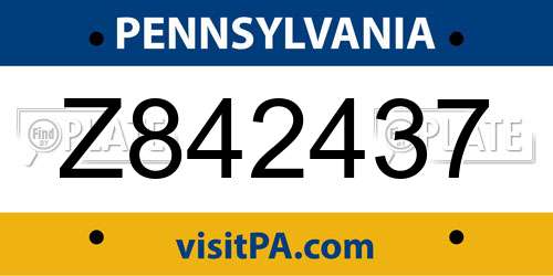 Z842437 Pennsylvania License Plate