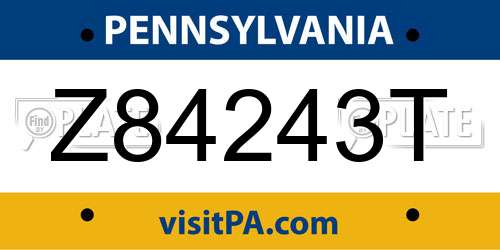 Z84243T Pennsylvania License Plate