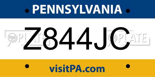 Z844JC Pennsylvania License Plate