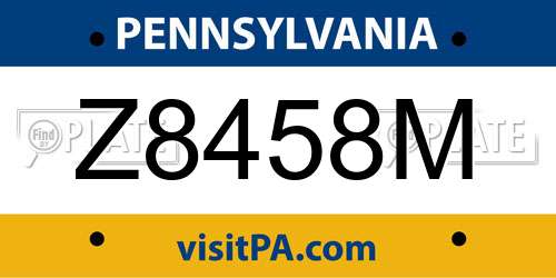 Z8458M Pennsylvania License Plate