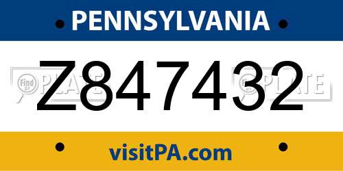 Z847432 Pennsylvania License Plate