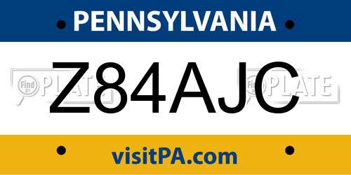 Z84AJC Pennsylvania License Plate