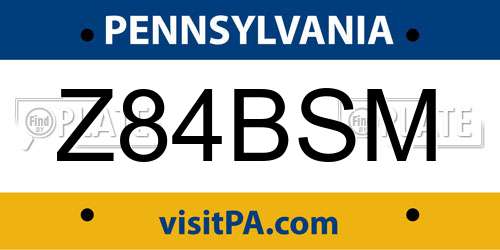 Z84BSM Pennsylvania License Plate
