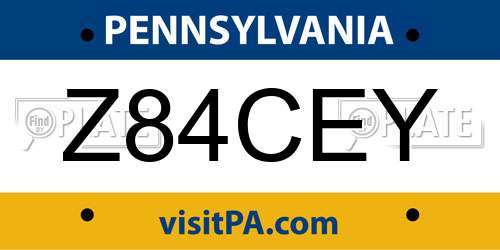 Z84CEY Pennsylvania License Plate