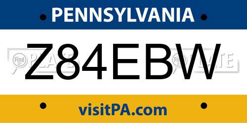 Z84EBW Pennsylvania License Plate