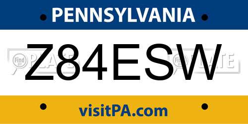 Z84ESW Pennsylvania License Plate