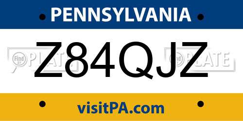 Z84QJZ Pennsylvania License Plate