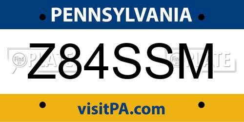 Z84SSM Pennsylvania License Plate