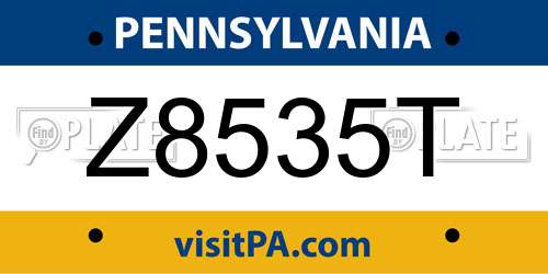 Z8535T Pennsylvania License Plate