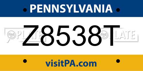 Z8538T Pennsylvania License Plate
