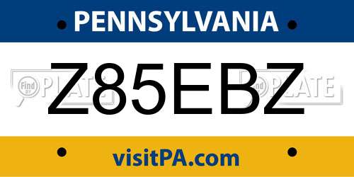 Z85EBZ Pennsylvania License Plate