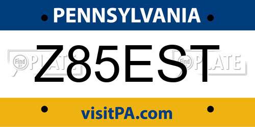 Z85EST Pennsylvania License Plate