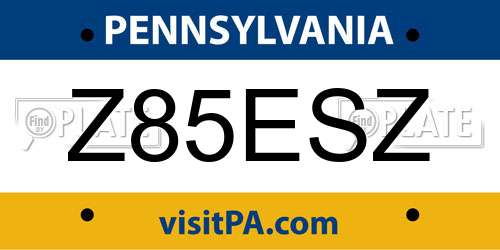 Z85ESZ Pennsylvania License Plate