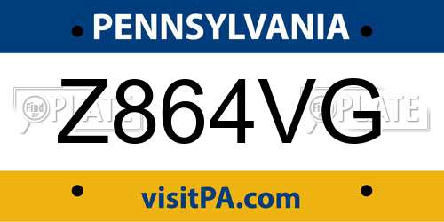Z864VG Pennsylvania License Plate