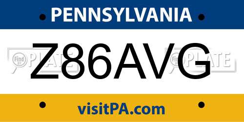 Z86AVG Pennsylvania License Plate