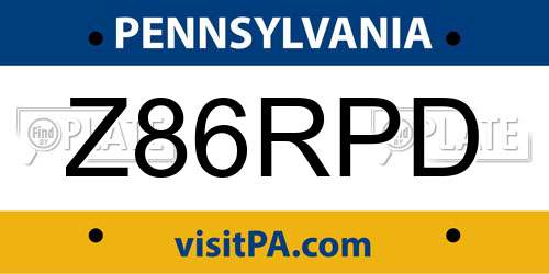 Z86RPD Pennsylvania License Plate