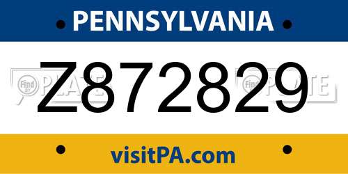Z872829 Pennsylvania License Plate