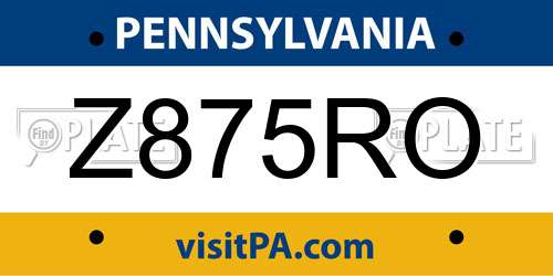 Z875RO Pennsylvania License Plate