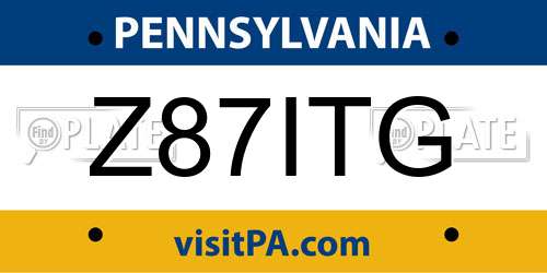 Z87ITG Pennsylvania License Plate